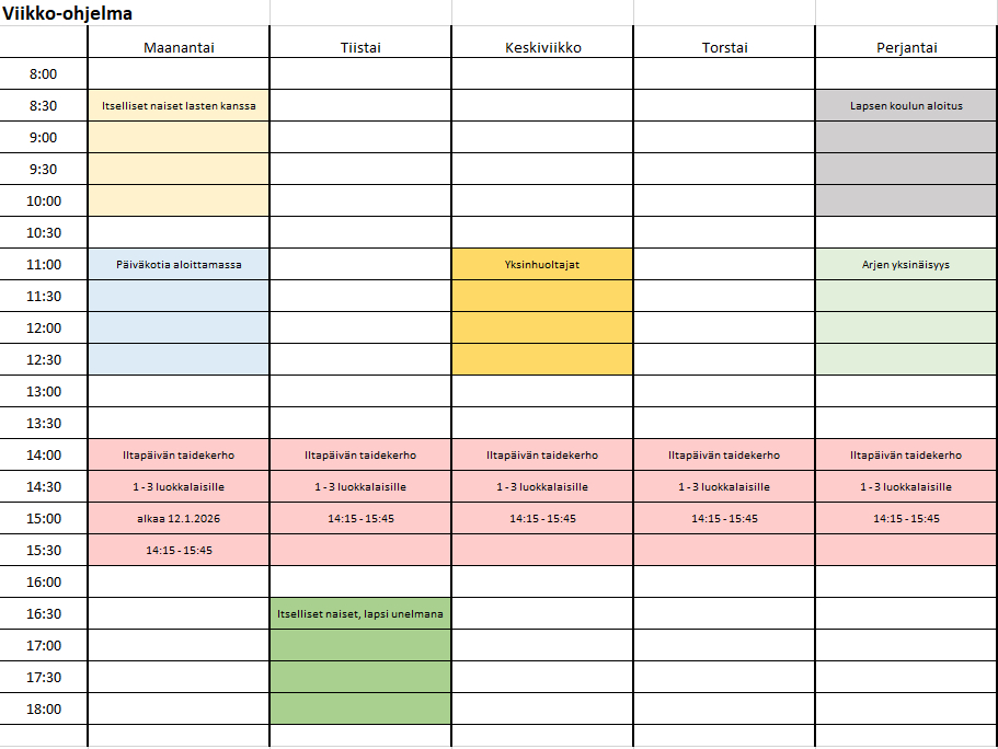 Kevään lukujärjestys 2026